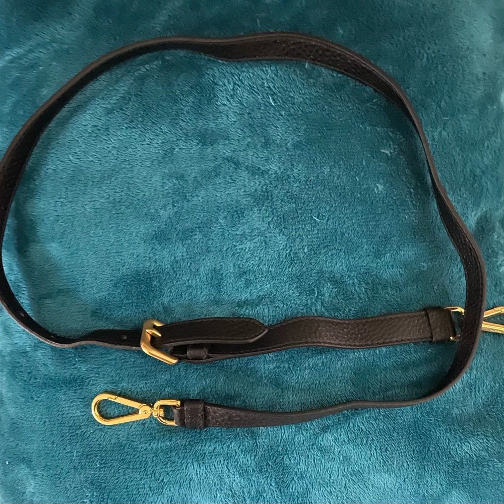 Authentic Prada Black Leather Bag Strap with Gold Tone Hardware - Picture 2 of 9